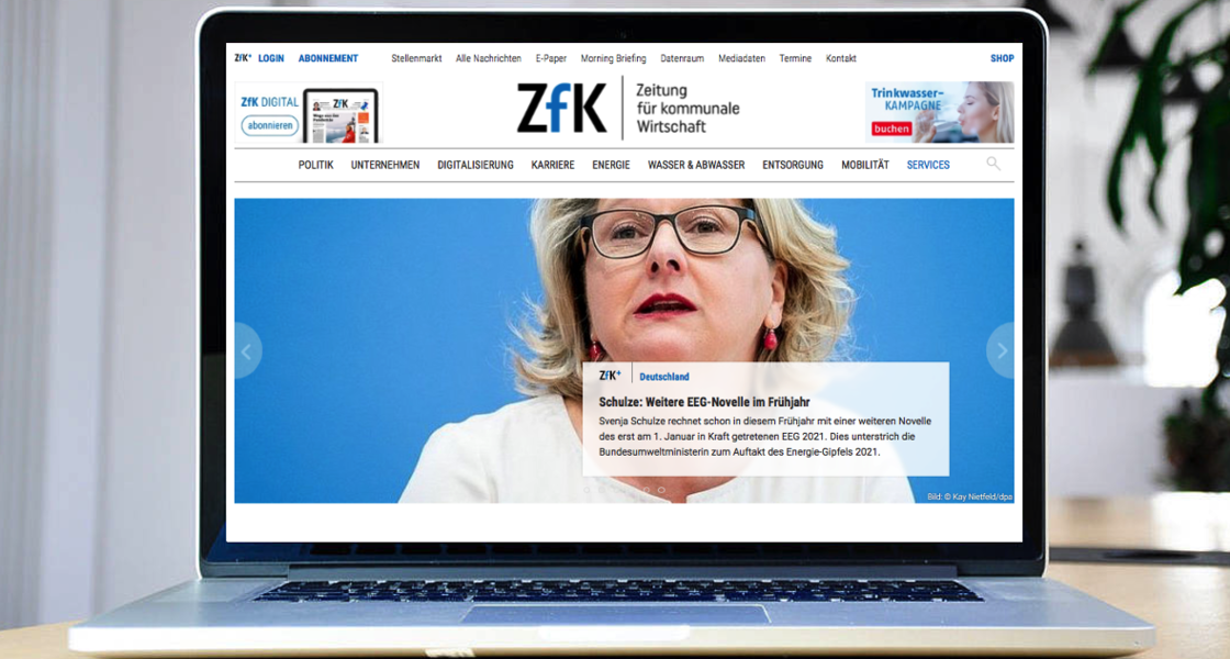Homepage of the ZfK - newspaper for municipal economy