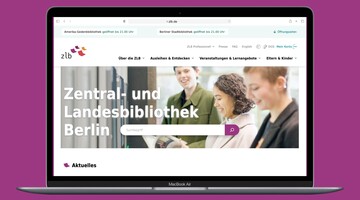 Die Startseite der neuen ZLB-Webseite mit prominenter Suchleiste.