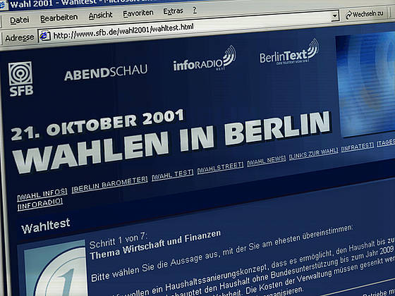Screenshot des Wahltests für Sender Freies Berlin
