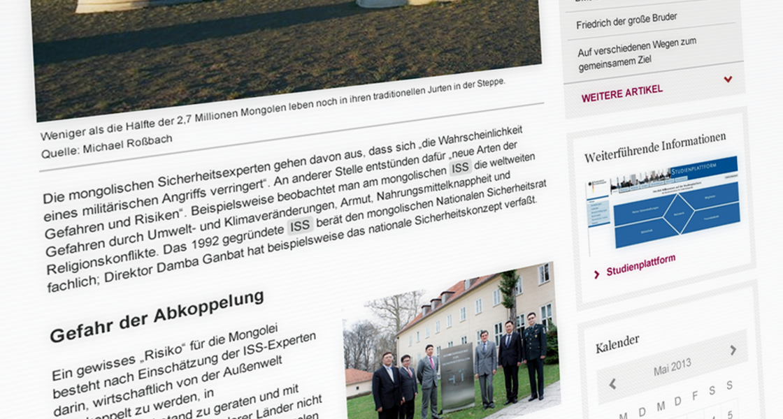 Bild des Kalenders auf der Webseite der Bundeakademie für Sicherheitspolitik.