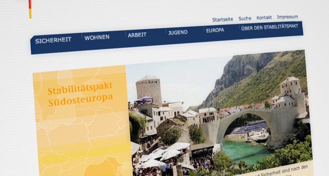 AAS 11 Homepage Screenshot der Startseite mit Brücke in Mostar