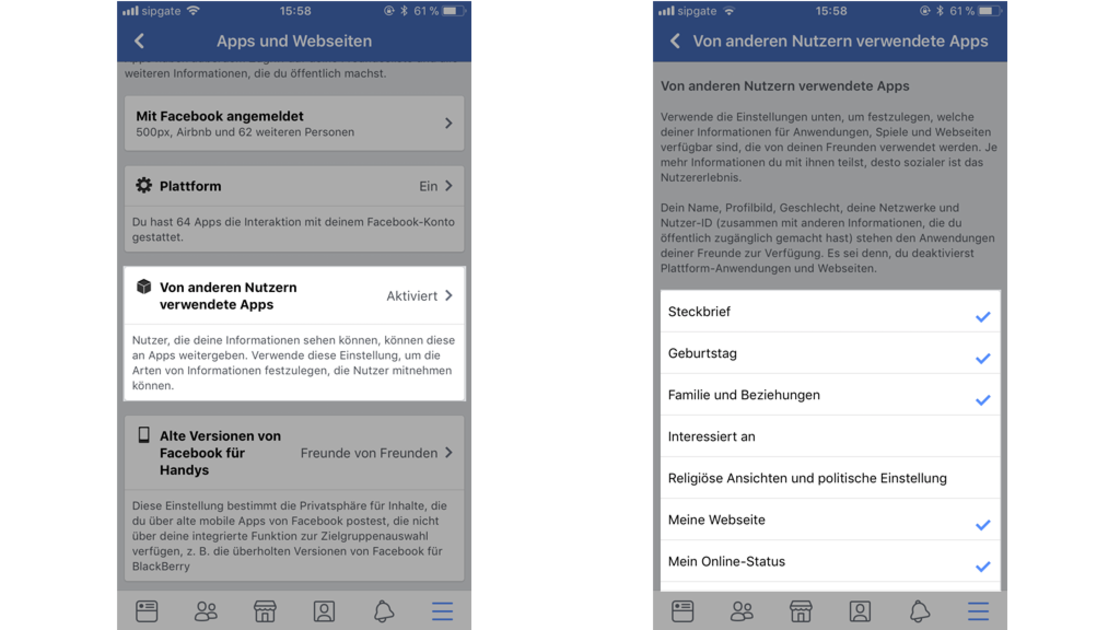 Facebook-Screenshots: Zugriff durch Apps von Freunden verhindern