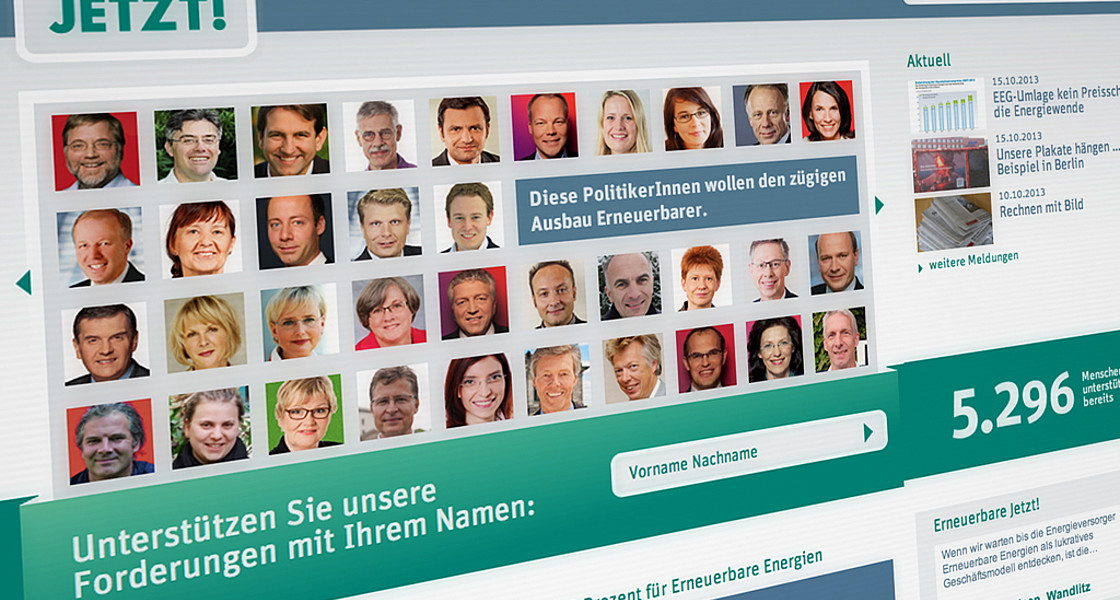 Startseite des Onlineauftritts www.erneuerbare-jetzt.de