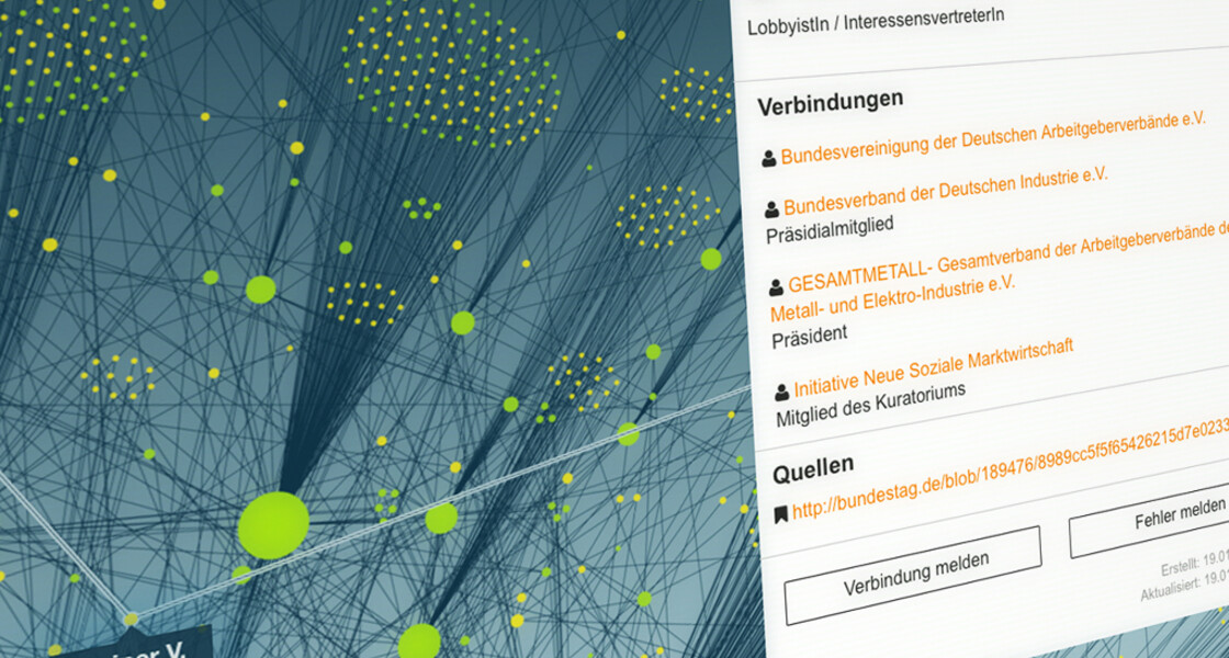 Abbildung einer Suchanfrage im Lobbyradar