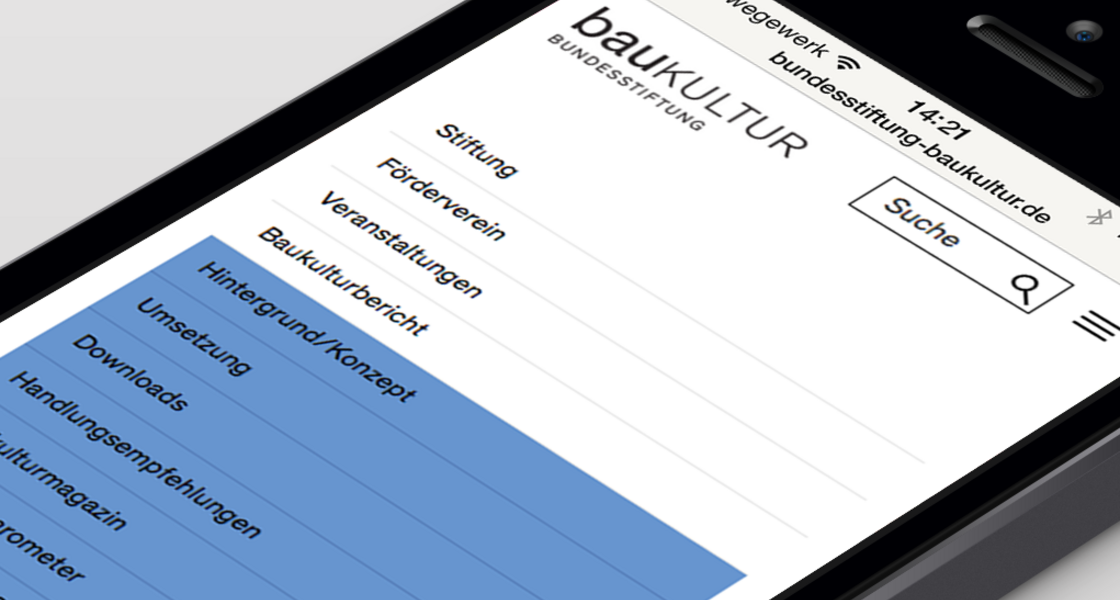 Intuitive Navigation optimiert auf mobile Endgeräte Darstellung der Navigation auf einem Handy
