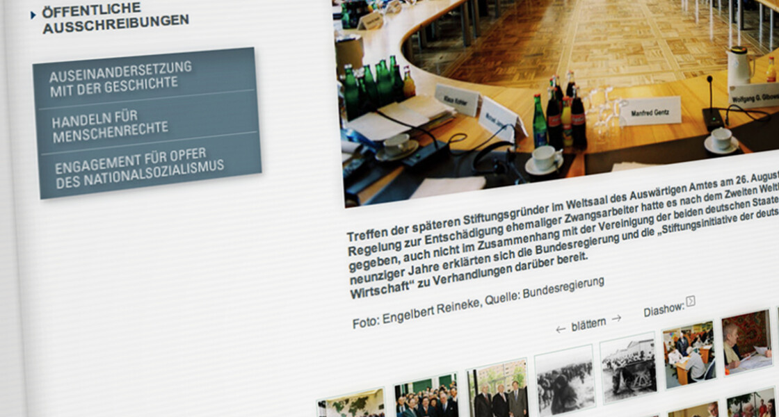 Bildgalerie evz screenshot der Bildgalerie Stiftung "Erinnerung, Verantwortung und Zukunft"
