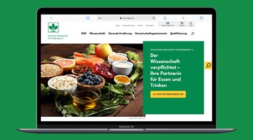 Die Startseite der Webseite der Deutschen Gesellschaft für Ernährung e. V. 