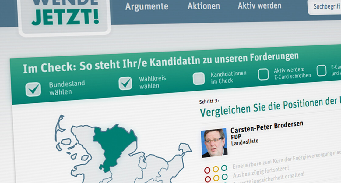 Kandidatencheck Mit Hilfe des Online Lobby-Tools können die Kandidaten aus den einzelnen Wahlkreisen direkt angeschrieben werden.
