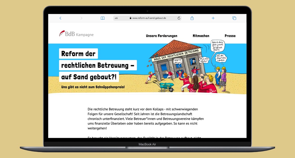 Ansicht der Startseite zur Kampagne „Reform auf Sand gebaut“