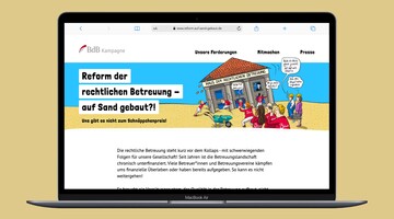 Ansicht der Startseite zur Kampagne „Reform auf Sand gebaut“