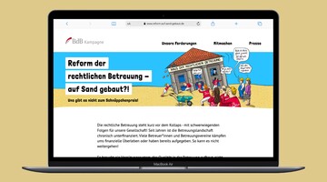 Ansicht der Startseite zur Kampagne „Reform auf Sand gebaut“