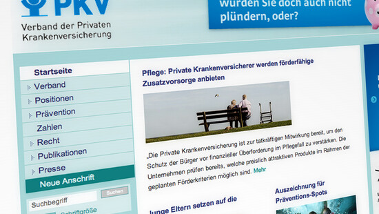 Die übersichtliche Startseite der PKV