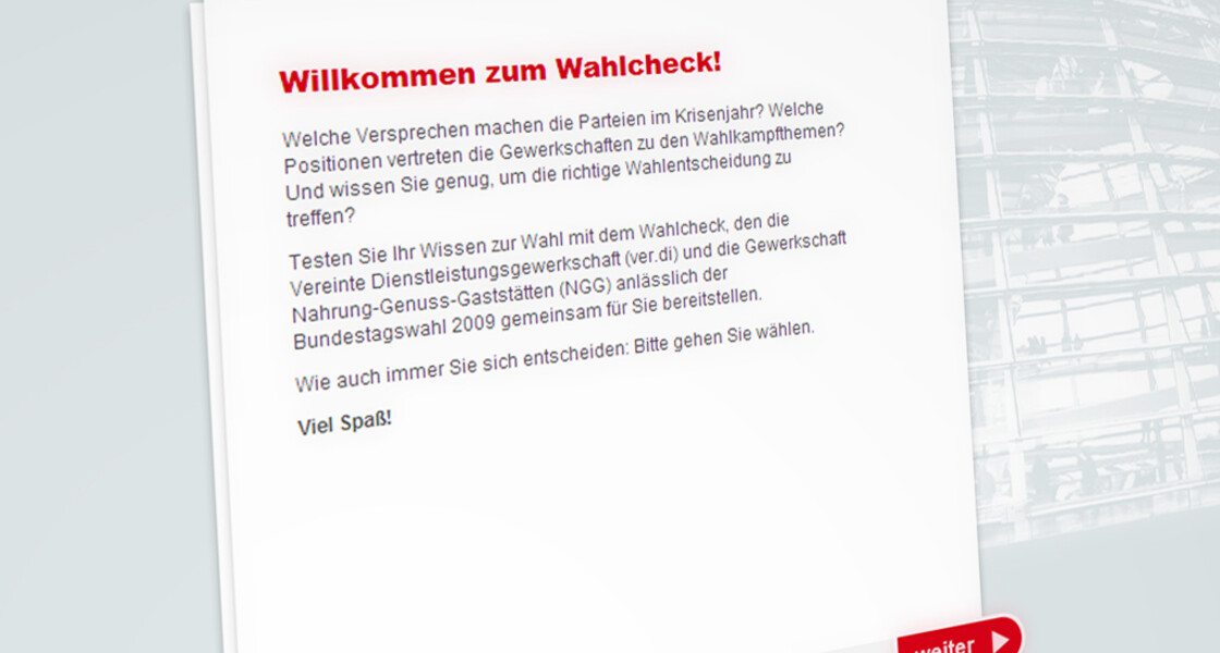 Screenshot der Startseite wahlcheck.info