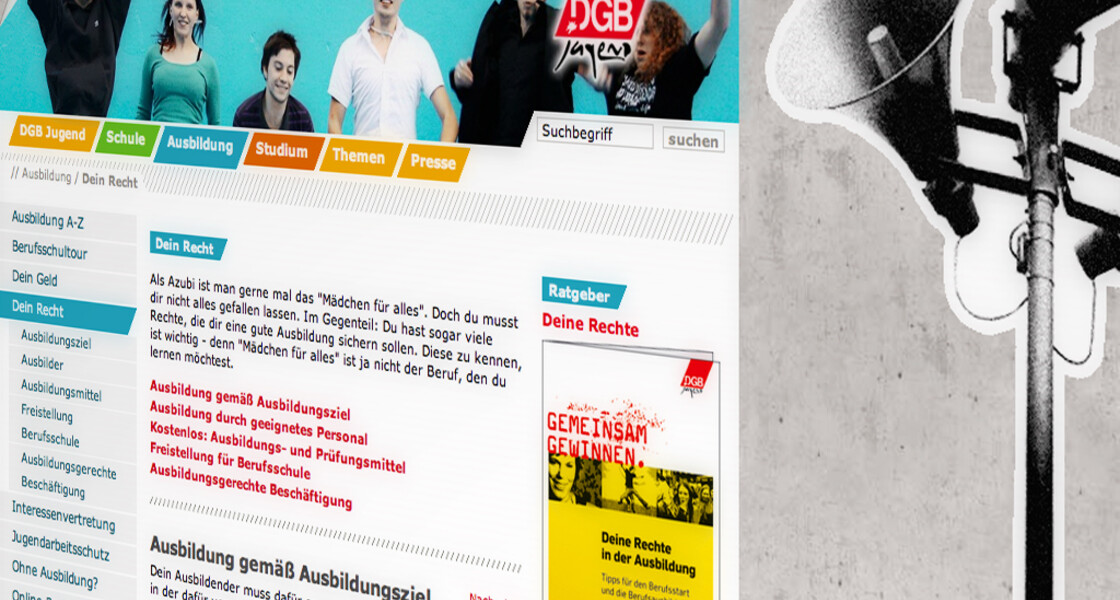 Screenshot der Startseite DGB Jugend