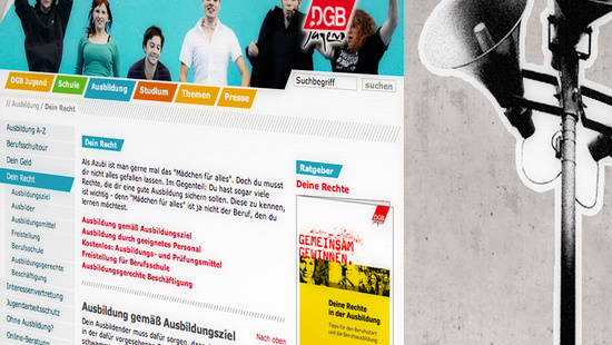 Screenshot der Startseite DGB Jugend