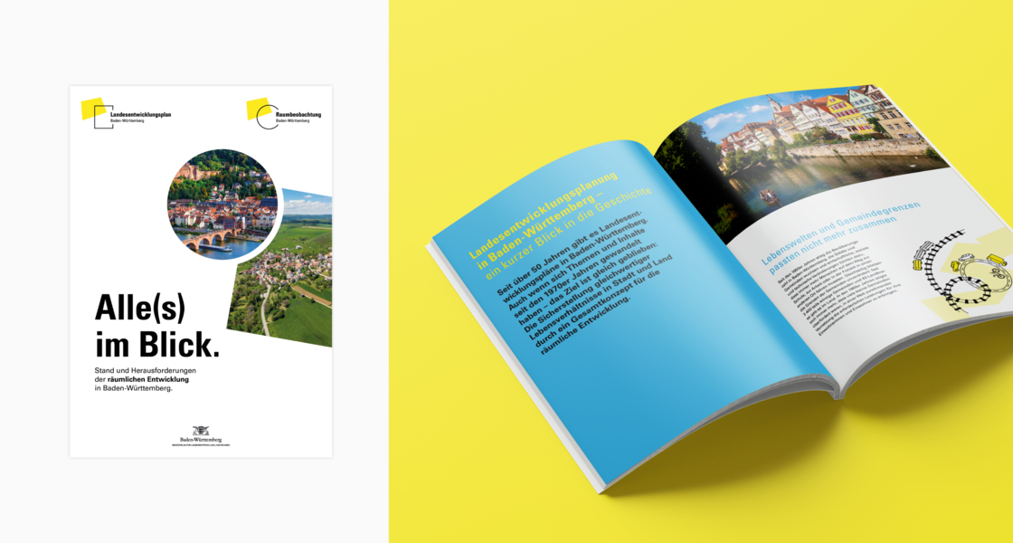 Ansicht der Broschüre mit Informationen zur Landesentwicklungsplanung im Corporate Design.