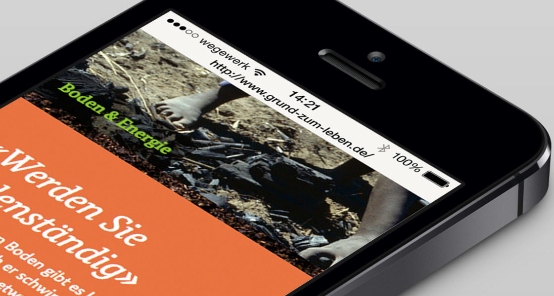 Responsive Kampagnenwebseite Ansicht der Startseite auf einem mobilen Telefon.