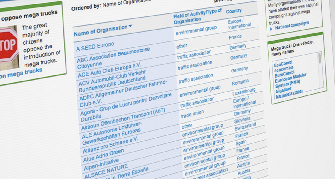 APS 10 Database Screenshot der Datenbankseite