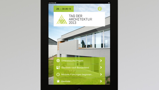 Startseite App - iPad-Ansicht