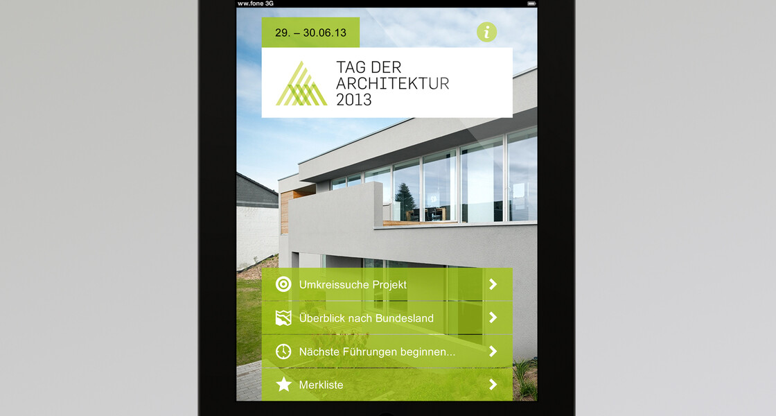 Startseite App - iPad-Ansicht