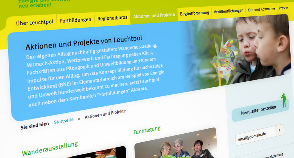 Bereichsseite Der Kopfbereicht passt sich mit Titel, Teaser und Bild an.