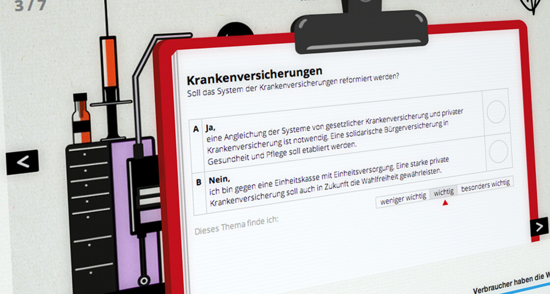 Screenshot von Klemmbrett mit Themenblock "Krankenversicherung"