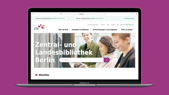 Die Startseite der neuen ZLB-Webseite mit prominenter Suchleiste