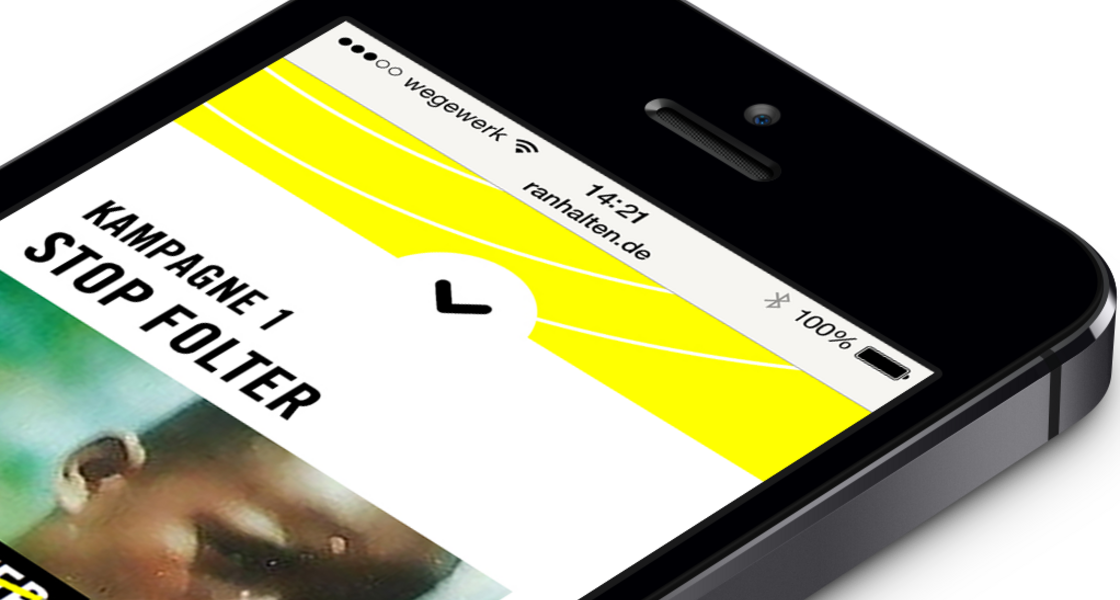 Ansicht eines Smartphones auf dem die Homepage der Kampagne aufgerufen wurde.