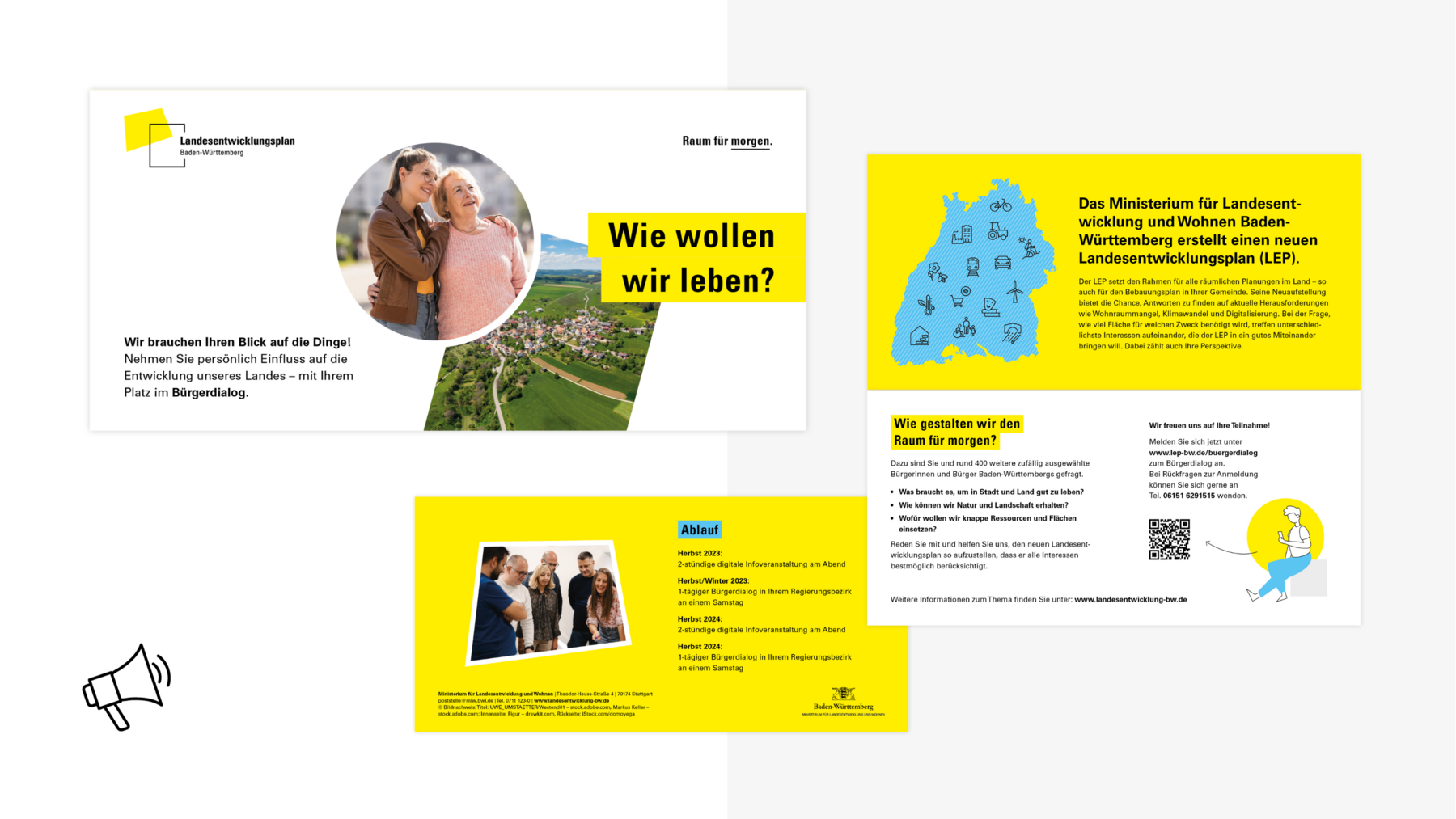 Ansicht des Info-Flyers zum Bürger*innen-Dialog im Corporate Design.