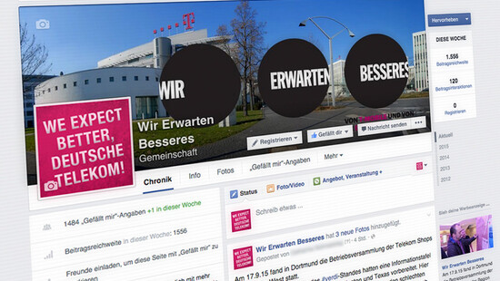 Screenshot der facebook-Kampagnenseite „Wir erwarten Besseres“