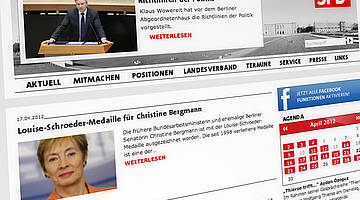 Screenshot der Startseite des SPD Landesverbandes Berlin