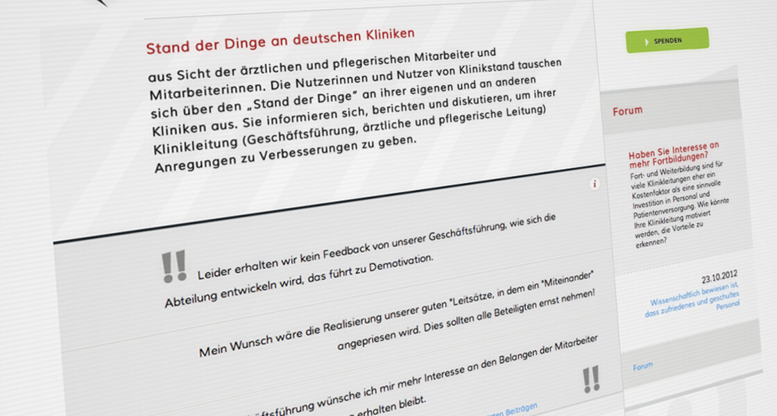 Screenshot der Homepage