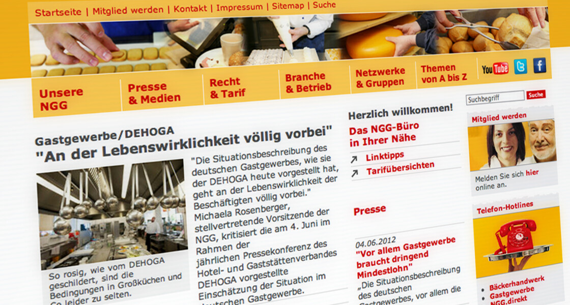 Startseite NGG Screenshot der Startseite www.ngg.net