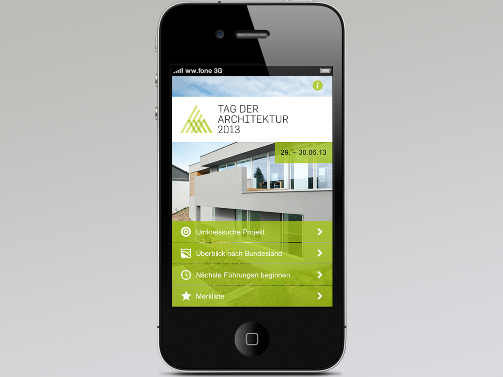 Startseite App - iPhone-Ansicht Startseite App - iPhone-Ansicht
