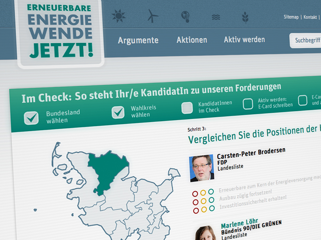 Kandidatencheck Mit Hilfe des Online Lobby-Tools können die Kandidaten aus den einzelnen Wahlkreisen direkt angeschrieben werden.