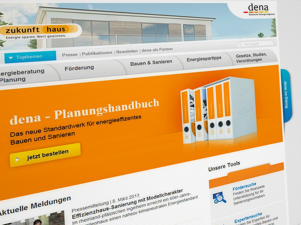 Die neugestaltete Startseite von zukunft-haus.info Die neugestaltete Startseite von zukunft-haus.info