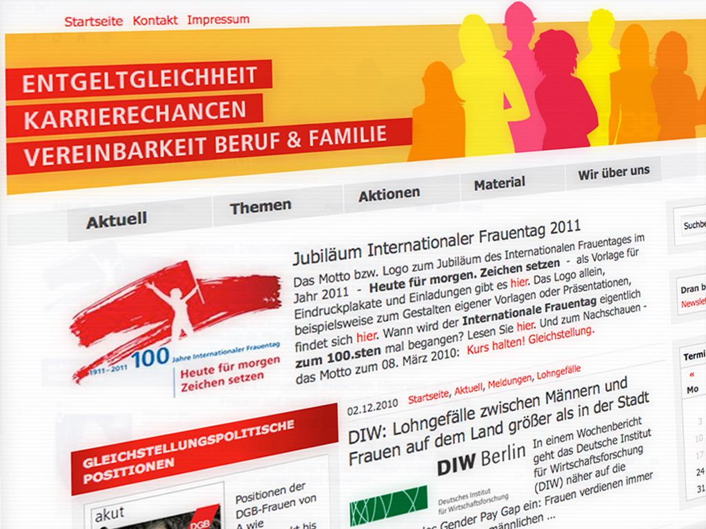 Kampagne Website DGB Frauen Screenshot der Kampagnenwebsite DGB Frauen