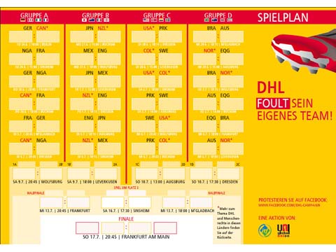 DHL Kampagne 1 Vorderseite: Alternativer Spielplan für die Fußball-Weltmeisterschaft der Frauen 2011