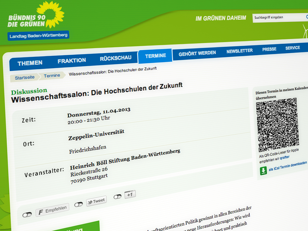 Ansicht einer Terminseite Ansicht einer Terminseite