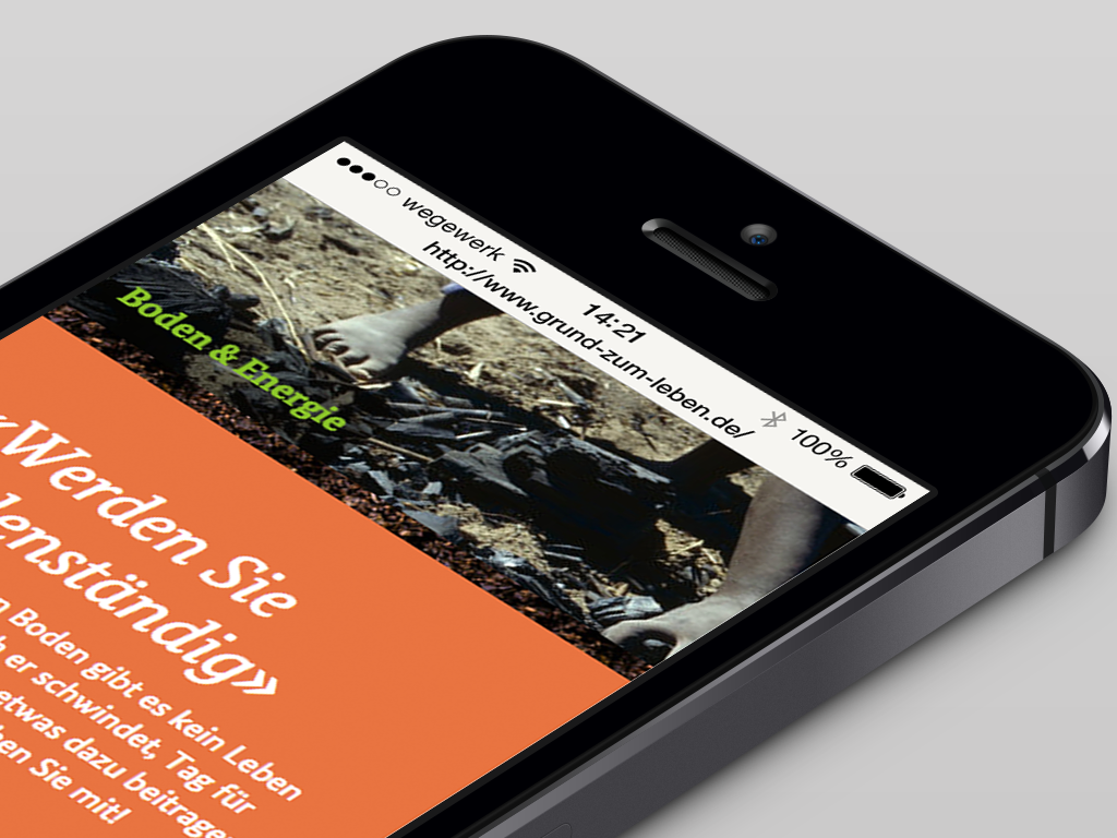 Responsive Kampagnenwebseite Ansicht der Startseite auf einem mobilen Telefon.