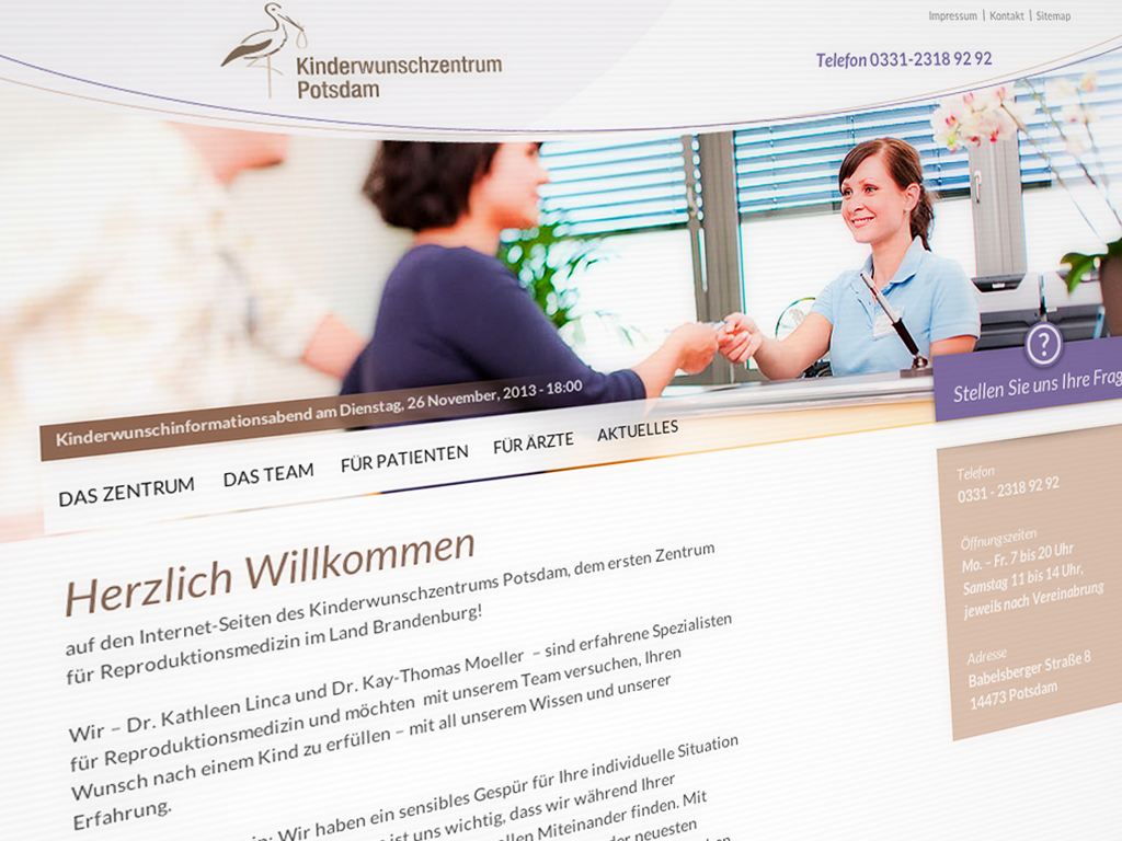 Startseite der Webseite Kinderwunschzentrum Potsdam Startseite der Webseite Kinderwunschzentrum Potsdam