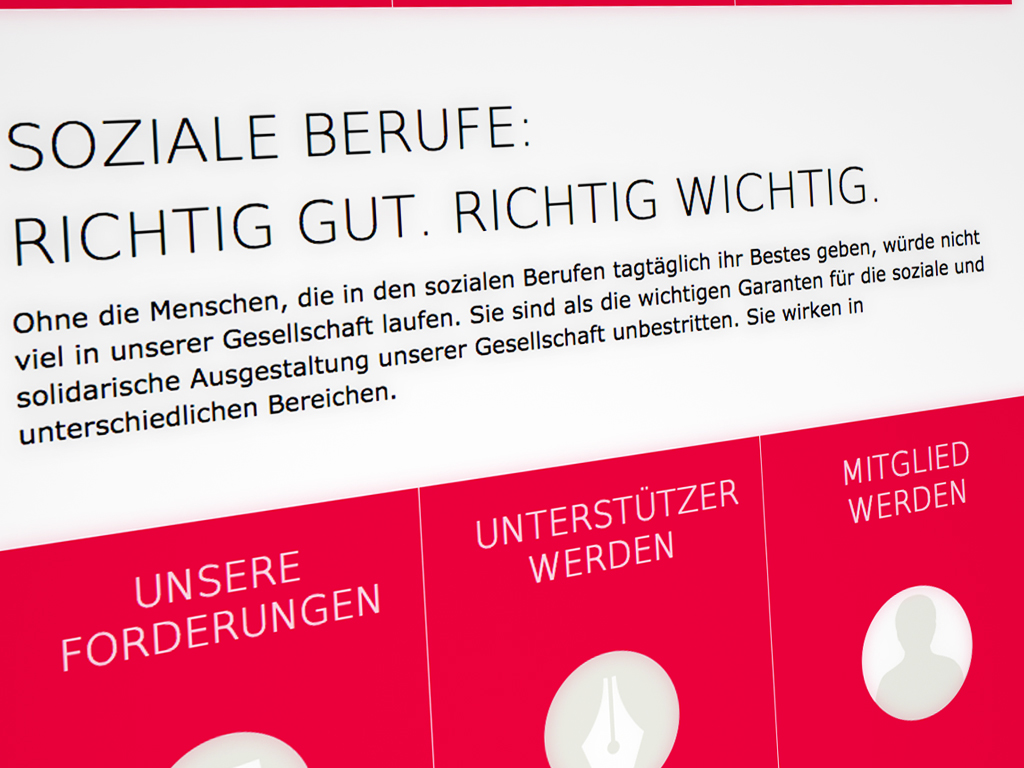 Soziale Berufe. Richtig gut. Richtig wichtig. Ansicht Rubrikseite