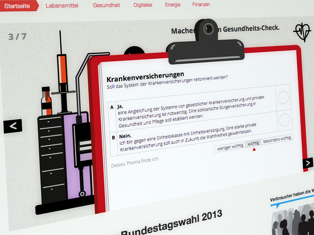 Klemmbrett mit Themenblock "Krankenversicherung" Screenshot von Klemmbrett mit Themenblock "Krankenversicherung"